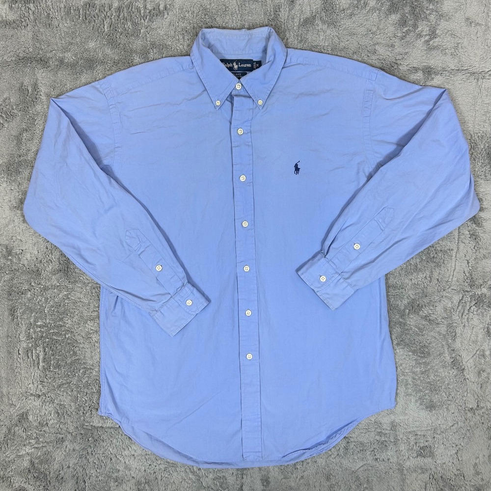 Ralph Lauren Blake Mens Medium Blue Cotton Button Down Long Sleeve Shirt